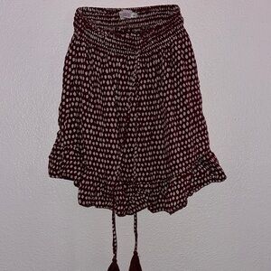 Tiare Hawaii Brown and Red Knee-Length Ruffled Skirt